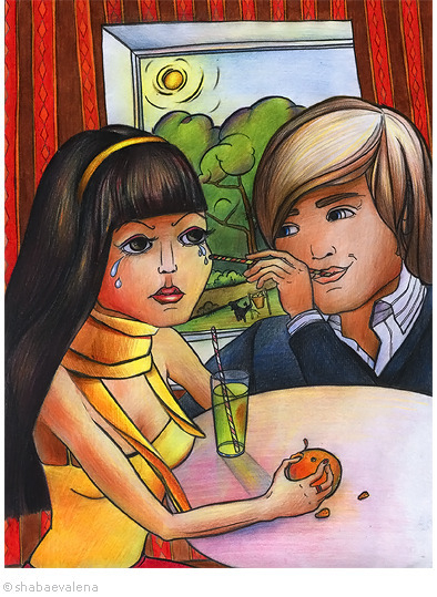 Кафе, слезы, трубочка, писающая собачка, солнце