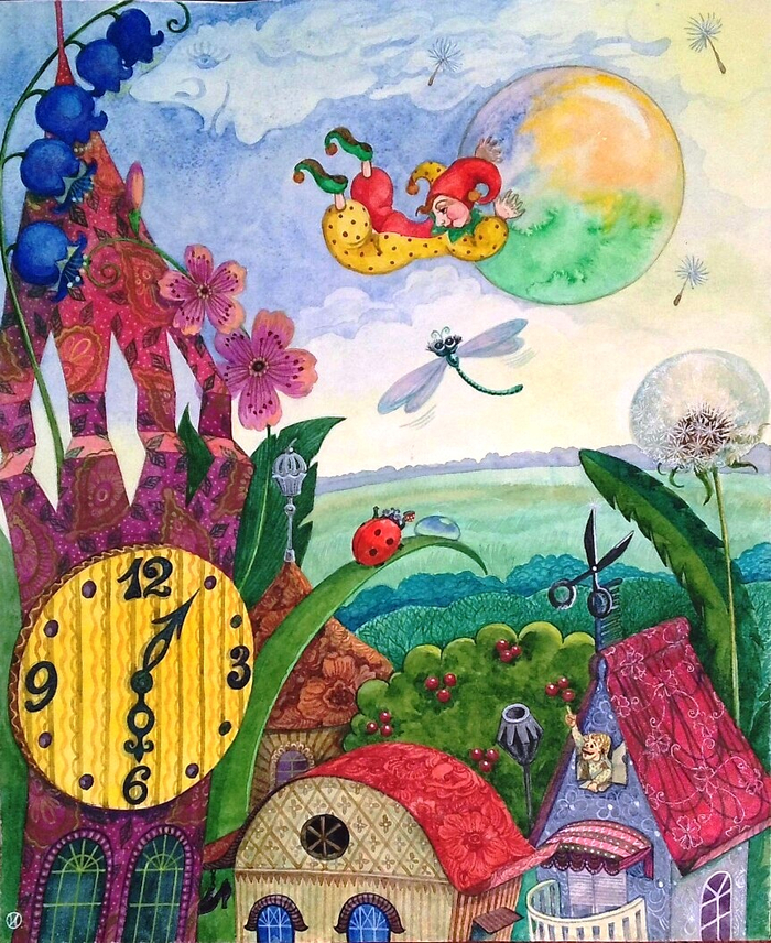 Иллюстрация  к сказке "Площадь картонных часов"