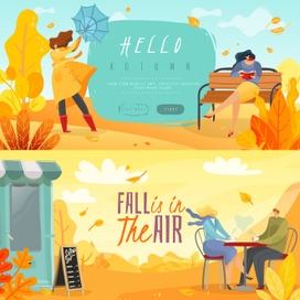 Autumn people horizontal banners