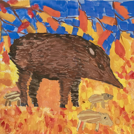 Кабан с поросятами