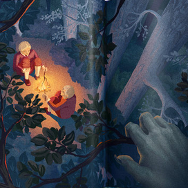 Иллюстрация к норвежской сказке "Большая кошка из Довре"