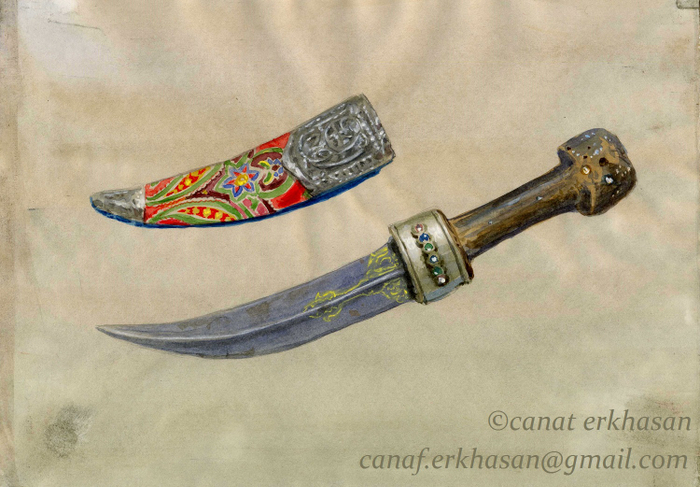 Ханджар. Кинжал. Б,а. 17 Х 26 см.
