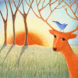 оранжевый олень