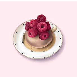 Шоколадное пирожное с малиной