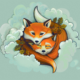 Лисы в дубовом лесу