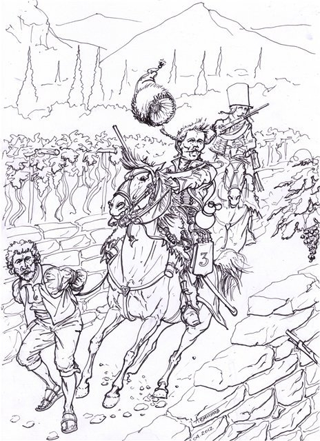 Испания. Нападение партизан на эскорт 3-го гусарского полка, сопровождающего военнопленного