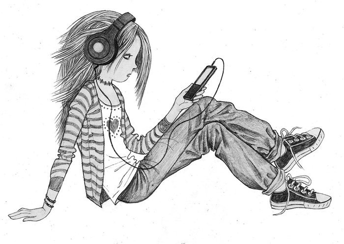 Девочка в наушниках