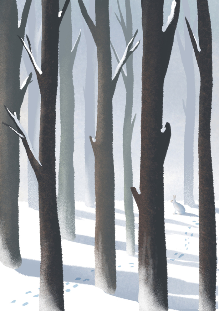 Зайка в зимнем лесу