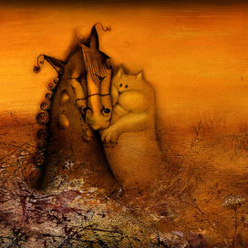 лошадь и кот