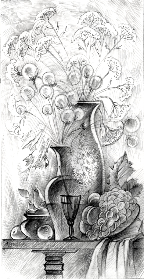 Иллюстрация. Натюрморт с фруктами