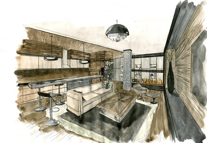 гостиная/столовая/кухня