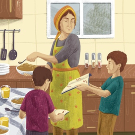 Братья показывают оценки своей маме