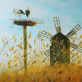 Аисты у мельницы