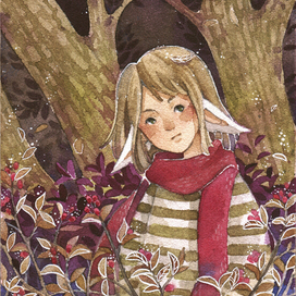 Лисёнок в осеннем лесу