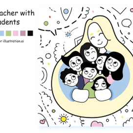 Учительница с учениками