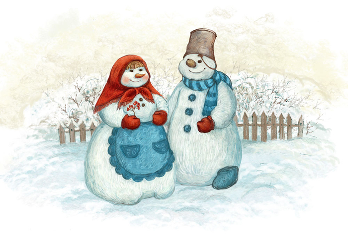 Зимняя сказка. Снеговики