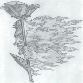 ТАТУИРОВКА: Огненный дух с цветком