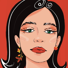 Портрет девушки с элементами хохломы