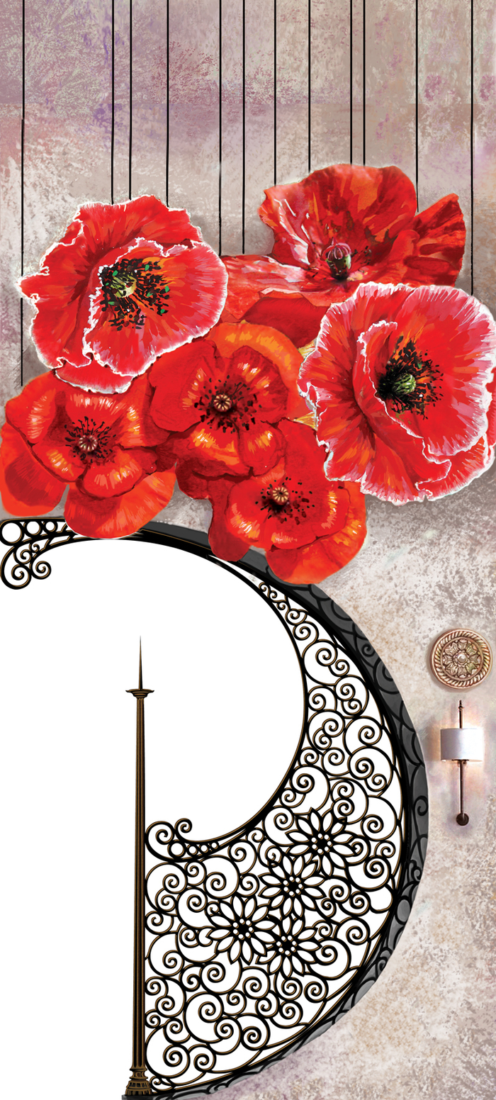 "Моя жена лгунья". Эскиз сценографии. Правый полузадник.