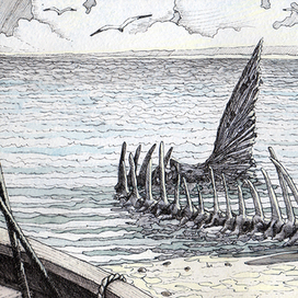 Иллюстрация к повести Э.Хемингуэя "Старик и море"