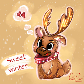 Открытка на Новый год- "Сладкая зима с Оливером!"