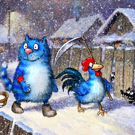 Кот и Петух дежурят в Новогоднюю ночь
