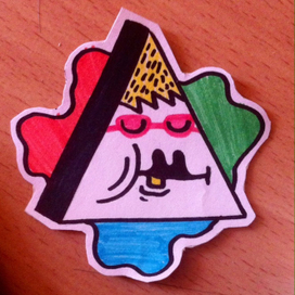 "Rgb pyramid through pink glass"