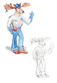 Разработка корпоративного персонажа. Лось-мачо со стройки