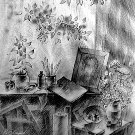 Иллюстрация. Натюрморт на подоконнике