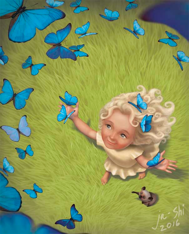 небо из бабочек из книги "Лысый ёжик и тайный мир"