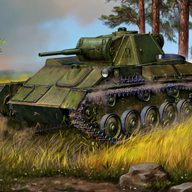 Т-70Б. Иллюстрация для оформления коробки с моделью танка.