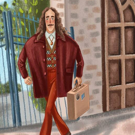 Молодой мужчина  с чемоданом