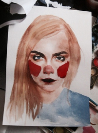 Cara Delevigne art portrait watercolor