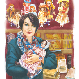 Иллюстрация для семейной книги с портретным сходством