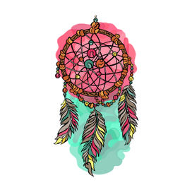 Dreamcatcher. Watercolor stains and blots.