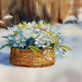 Корзинка с подснежниками