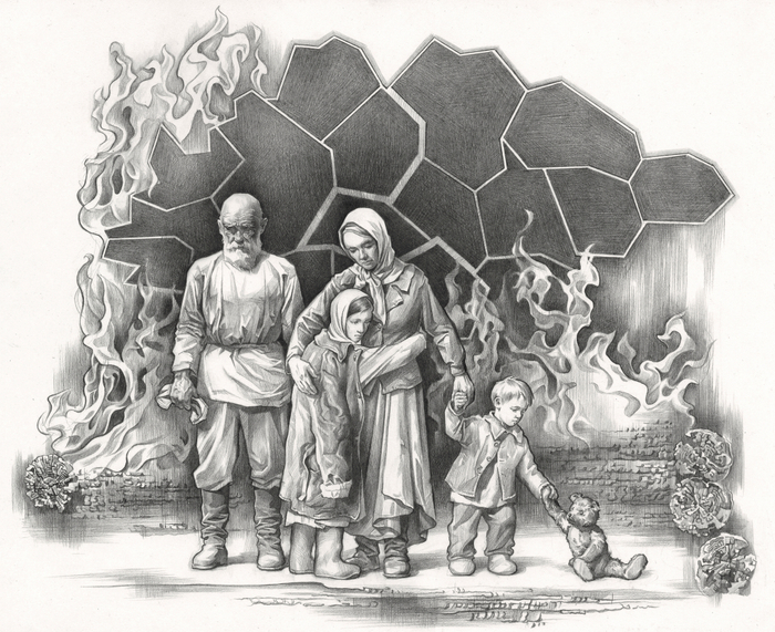 Эскиз к памятнику сожженным деревням новгородской области