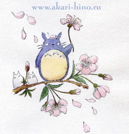 Тоторо любуется цветением вишни