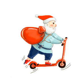 Santa on a scooter