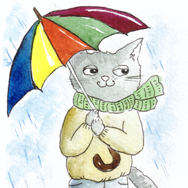 Кот под зонтом