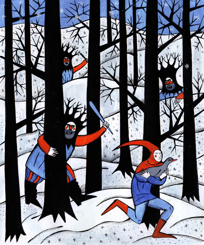 в лесу. ганс и разбойники