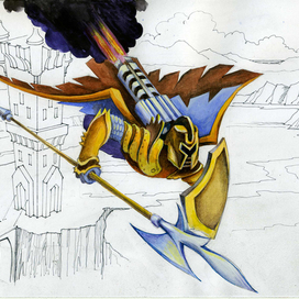 Фэнтезийный персонаж "Летающий воин" в цвете