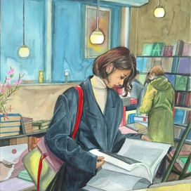 в книжном магазине 