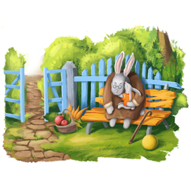 Кролики на лавочке