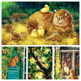 Серия открыток "Коты в саду" #2