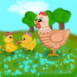 курица с циплятами