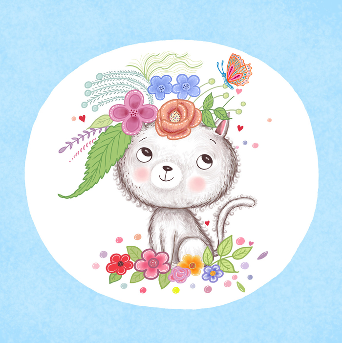 Kitten with flowers 2