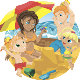 Семья на пляже