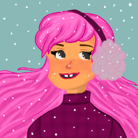 девушка под снегопадом