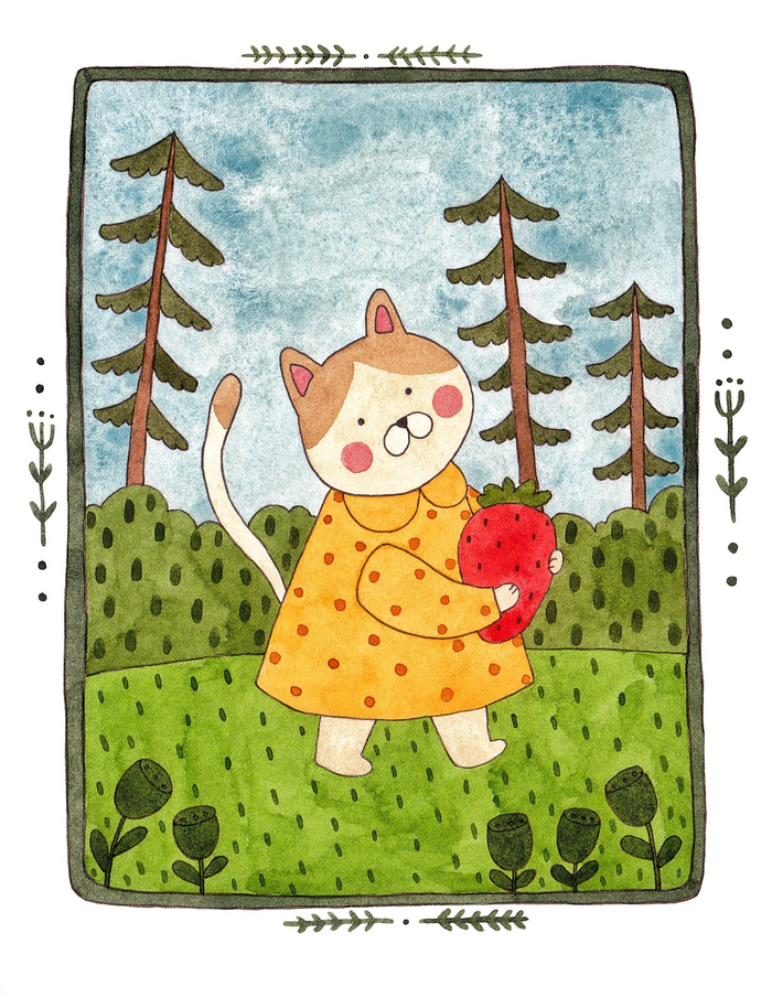 кошечка с клубникой
